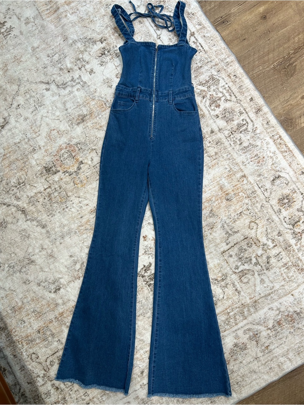 Windsor Dark Blue Denim Flare jumpsuit